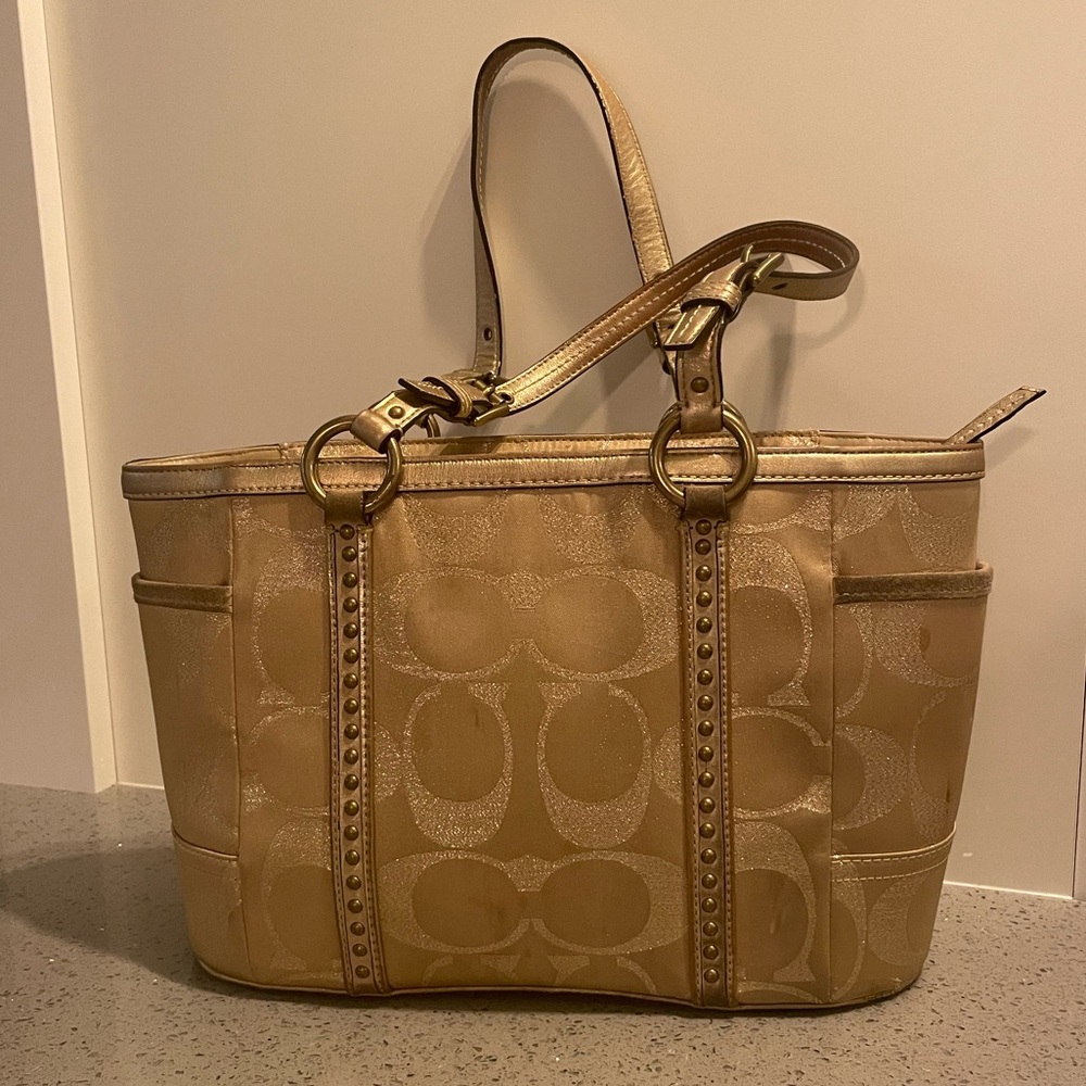 Coach Lurex Signature Gold Tote Bag